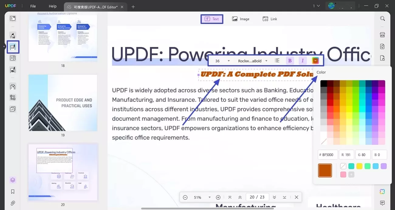 alter text color of pdf