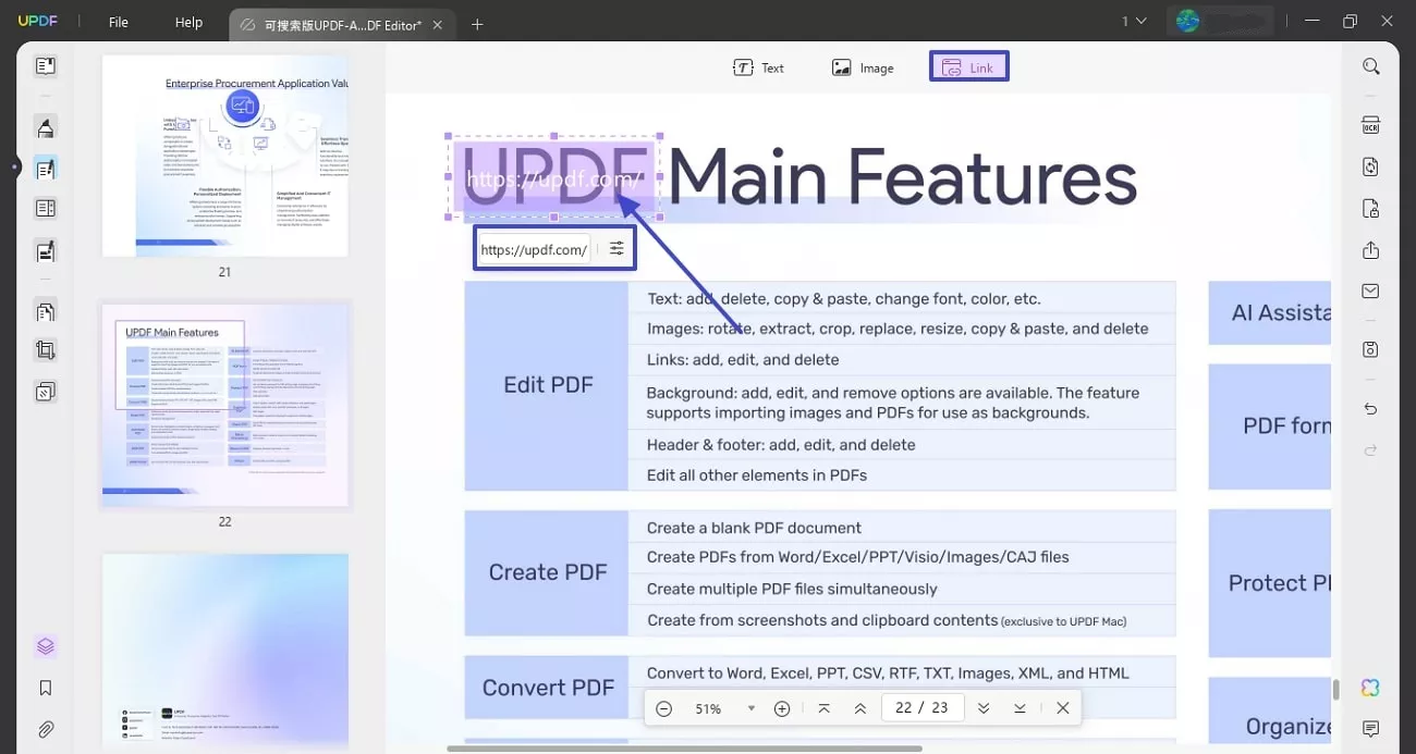 customize link added in pdf