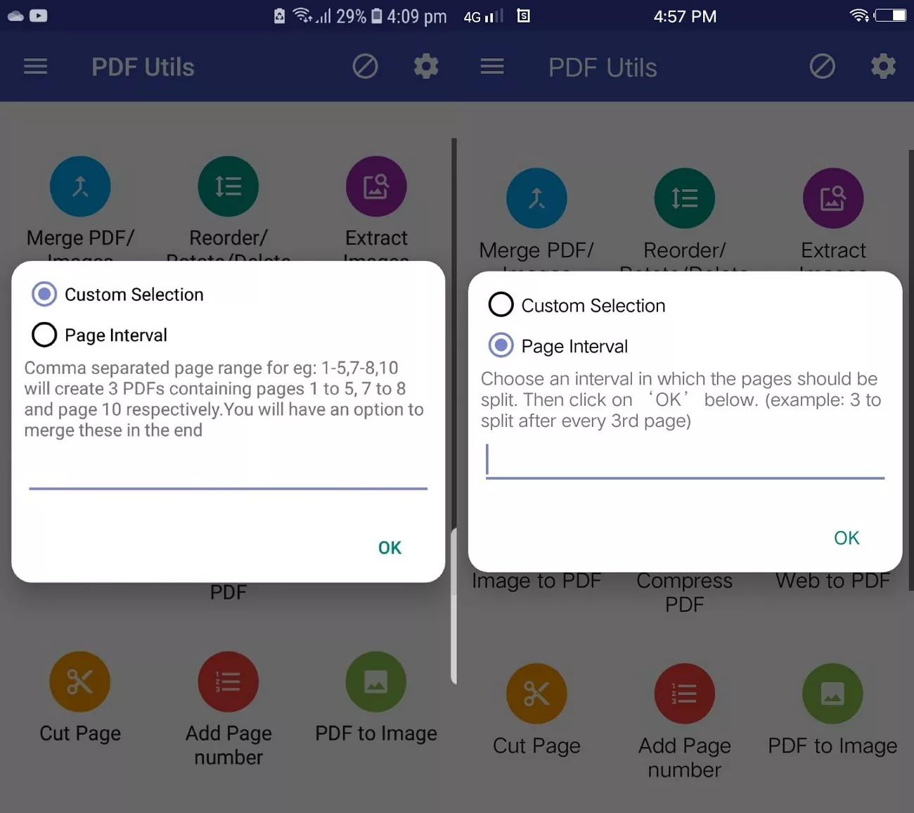 pick custom or page interval
