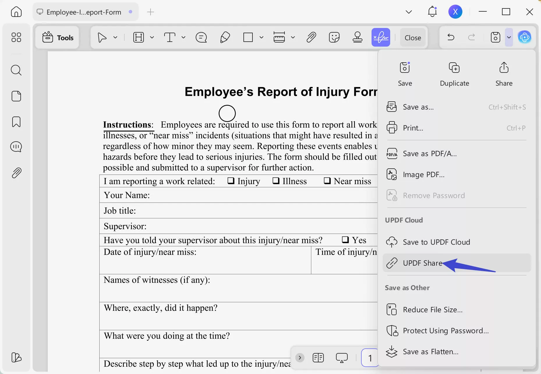share form via email