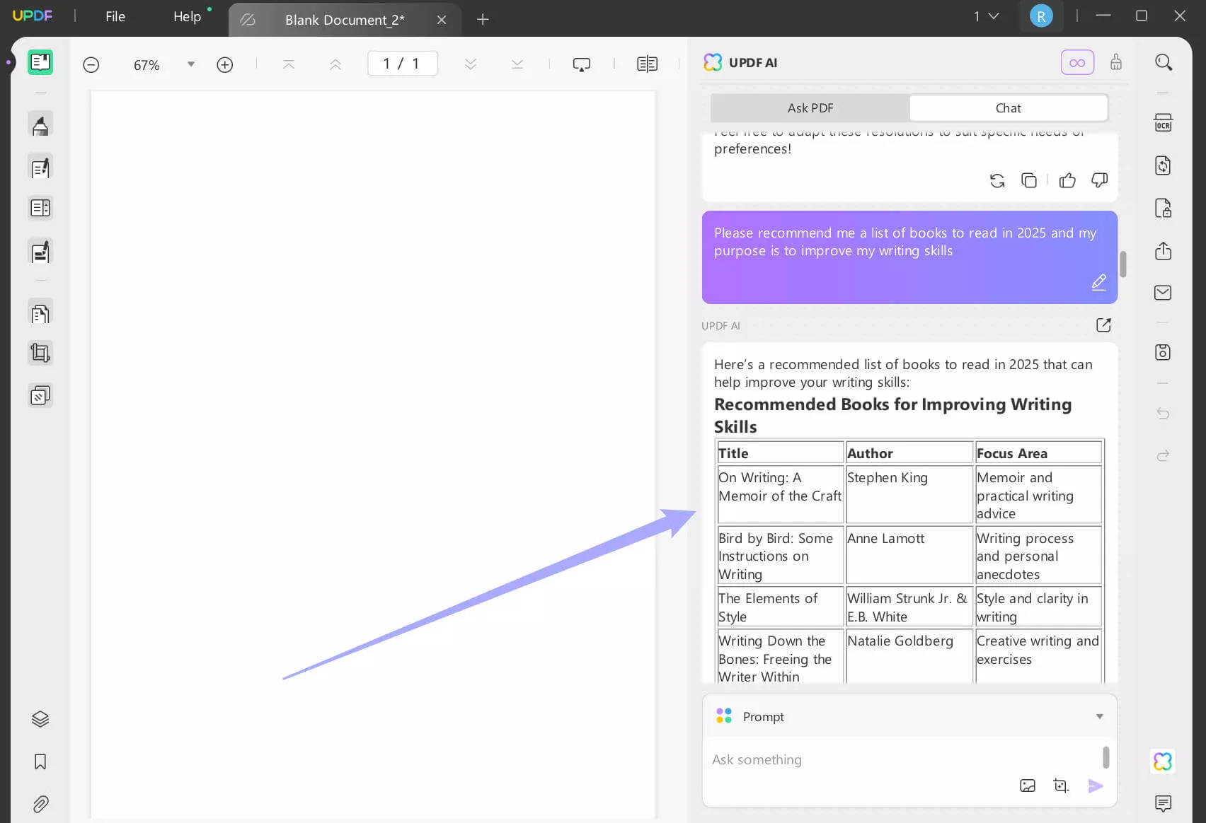 use updf ai to generate a reading list