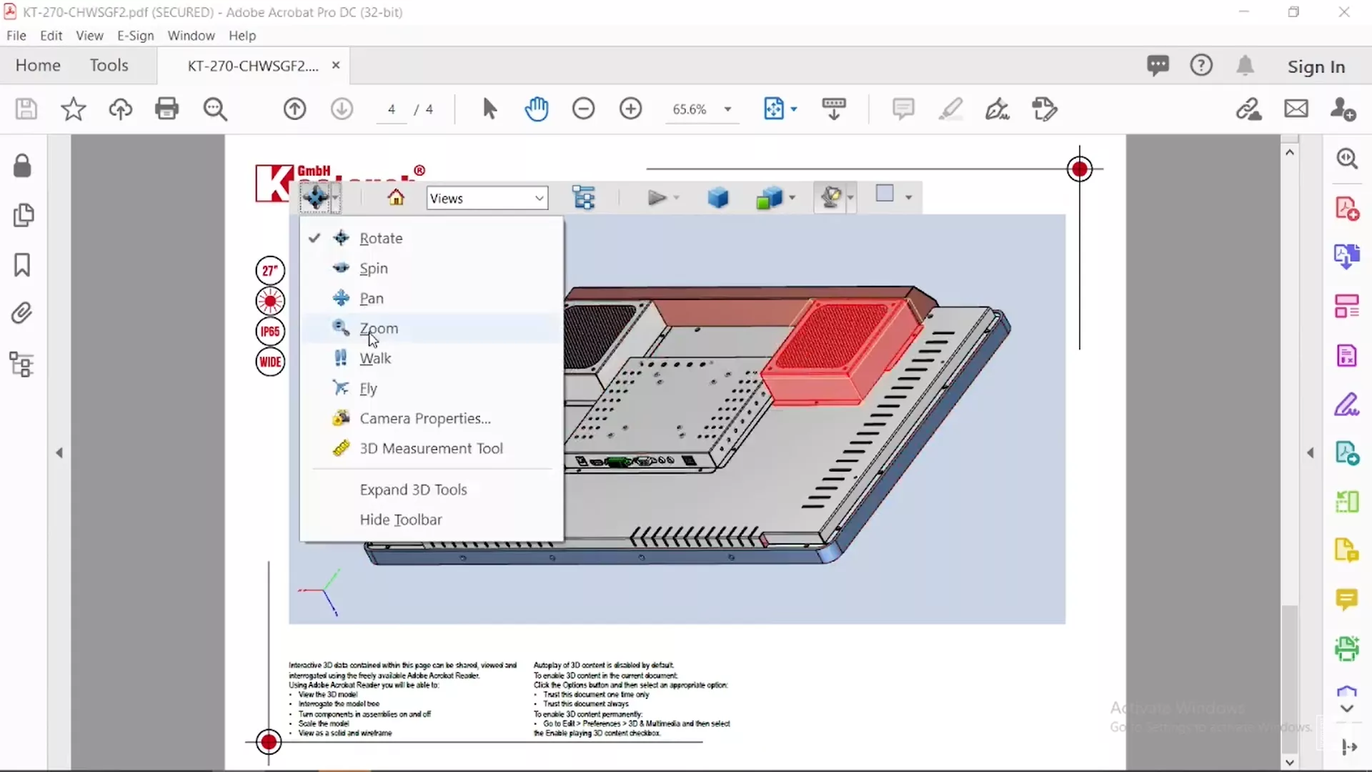 view 3D PDF in Acrobat