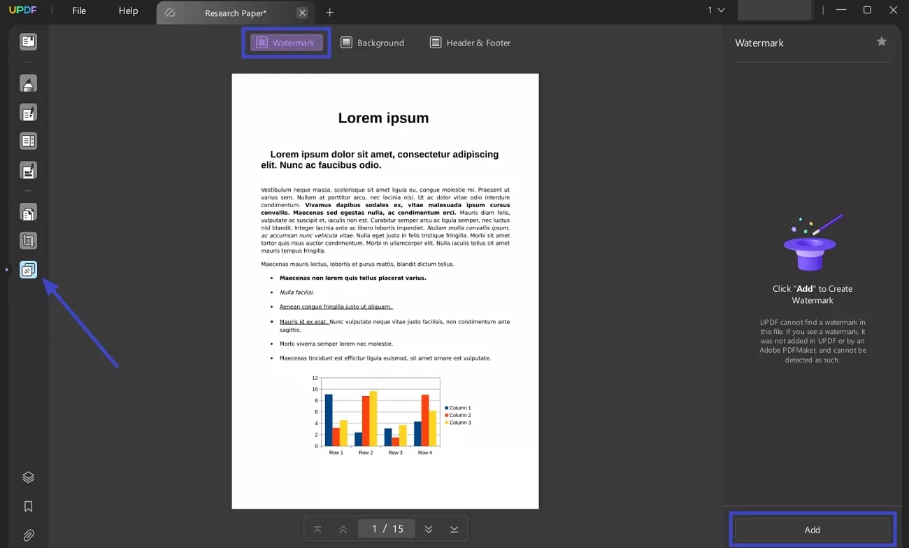 access watermark feature page tools