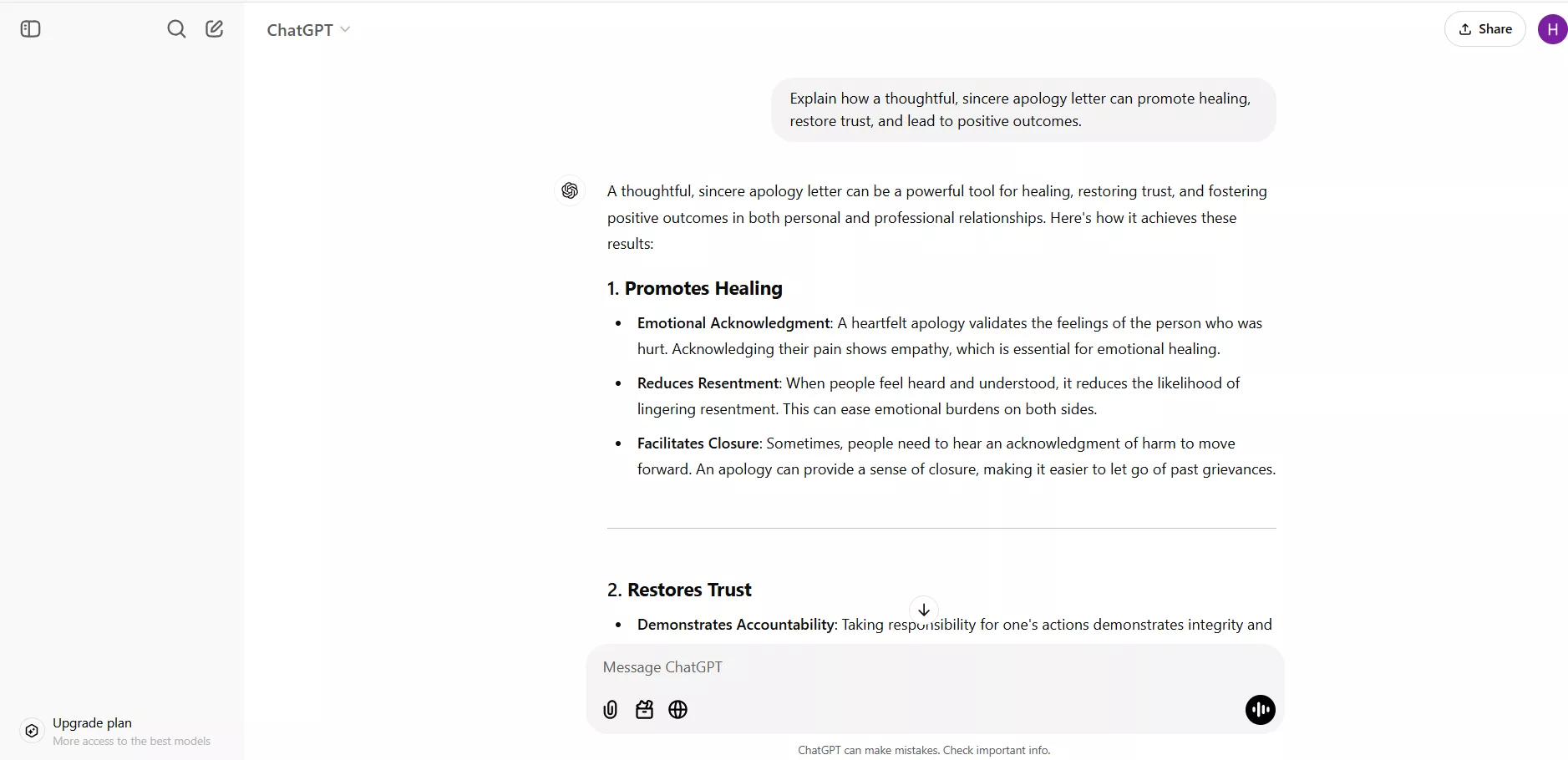 ChatGPT interface