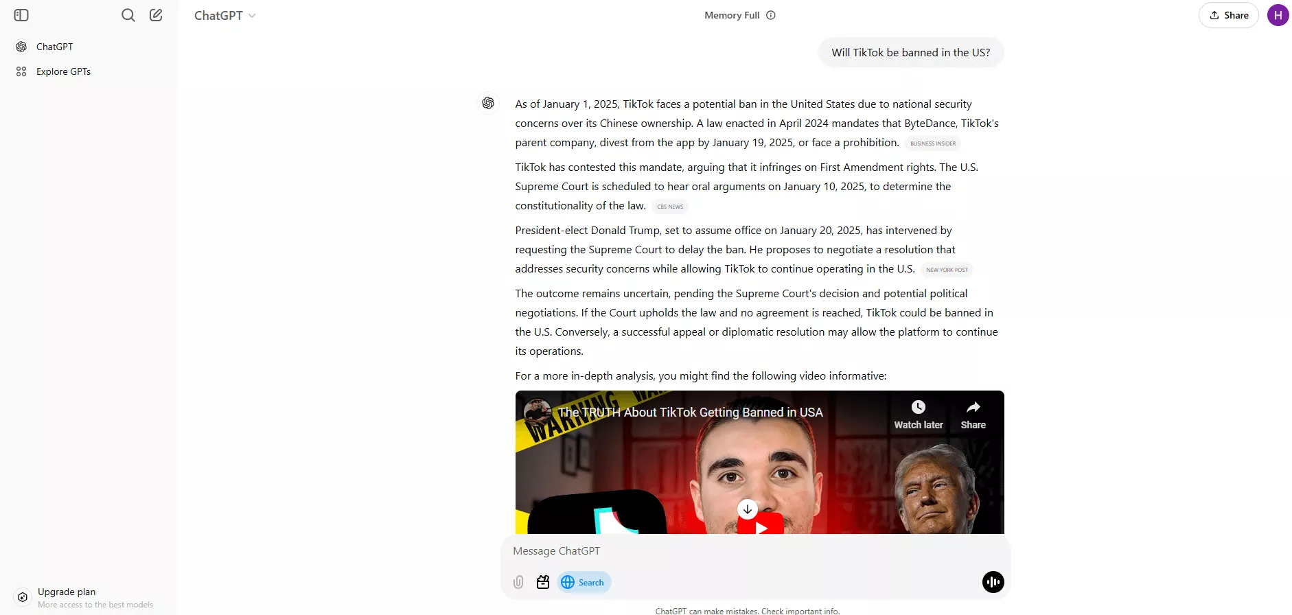 ChatGPT Response
