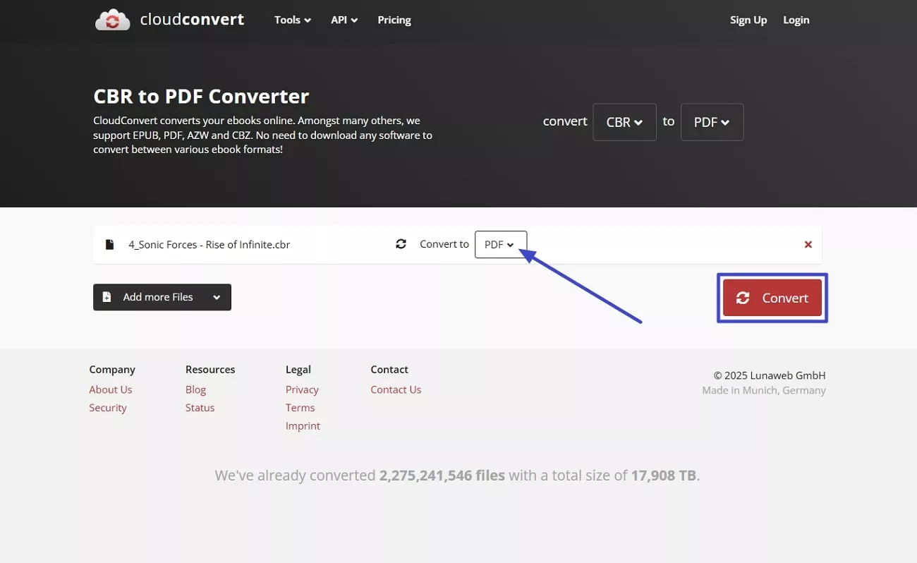hit convert after allocating pdf format
