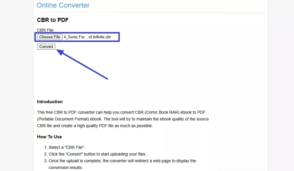 click choose file and convert