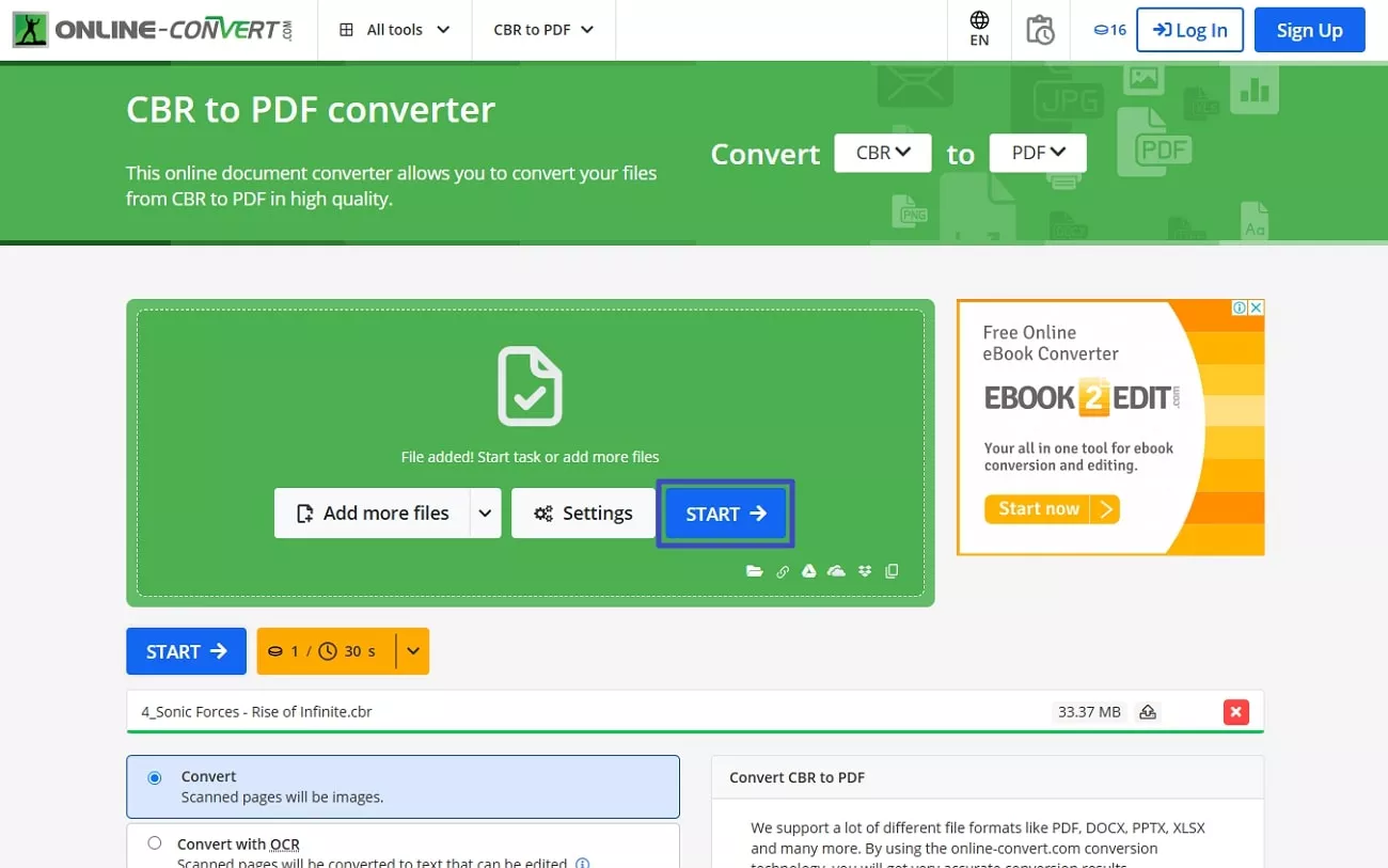 start conversion process