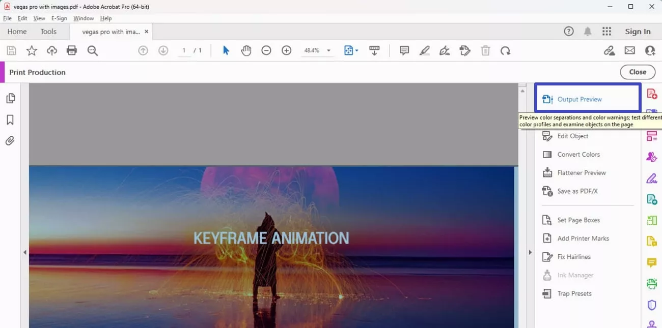 access output preview adobe acrobat