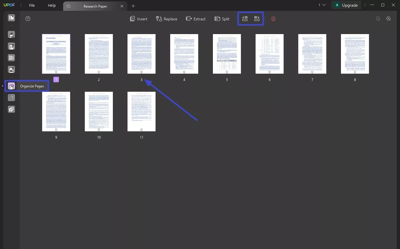 organize pages in updf