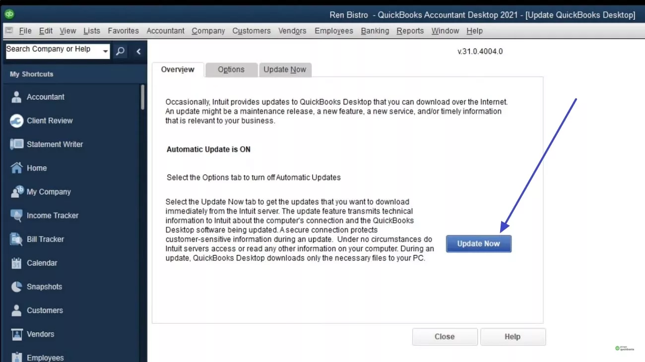 successfully update quickbooks