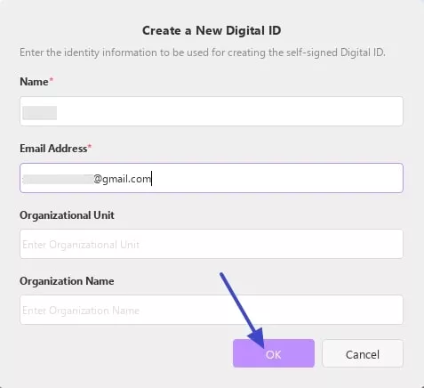 enter the signee details
