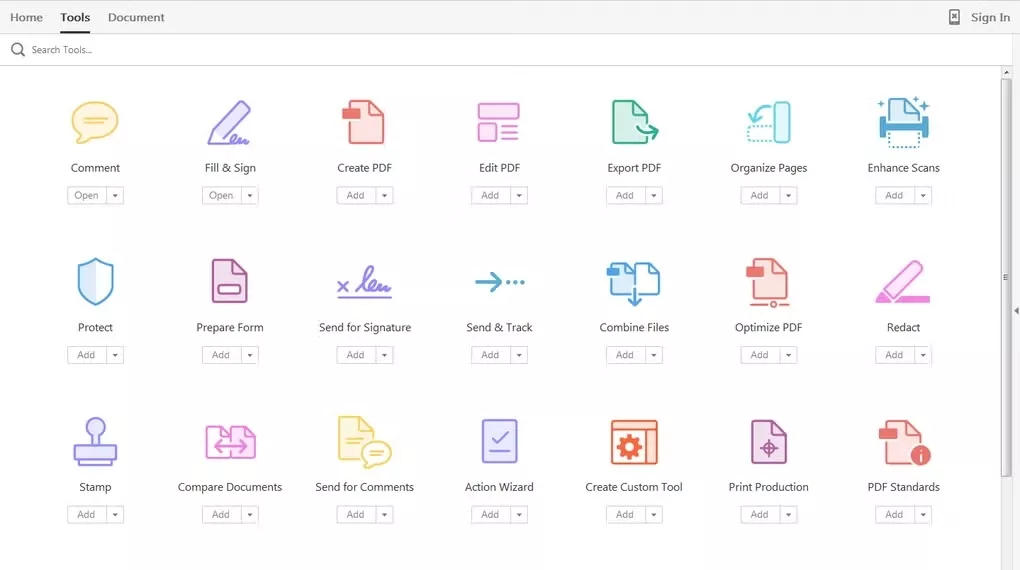 adobe acrobat pro interface
