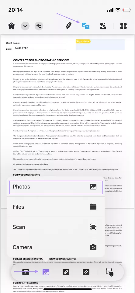 add the image to pdf iphone updf ios