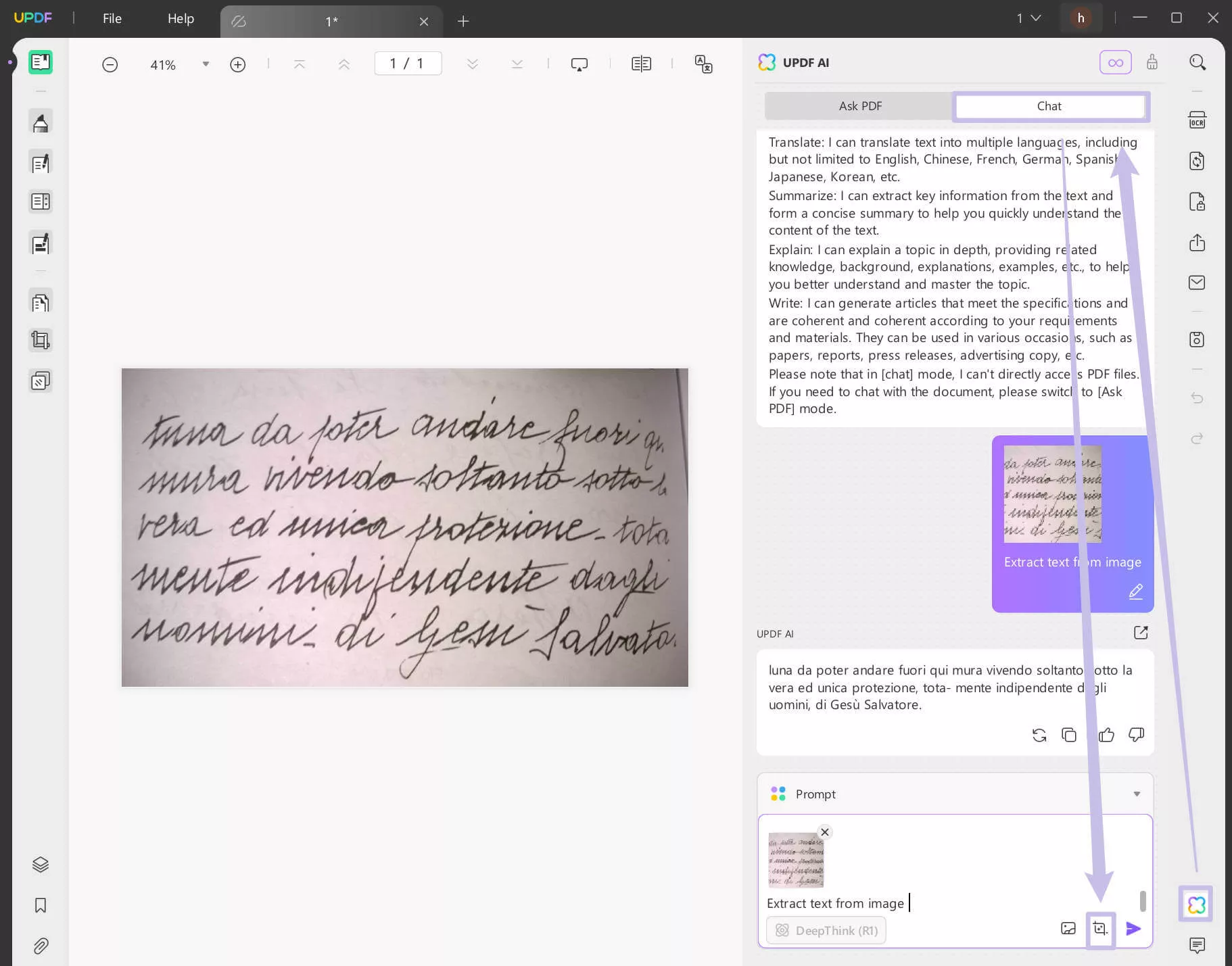 ai for italian scanned pdf updf
