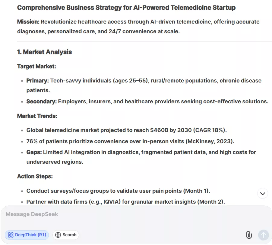 DeepSeek Response for Real-World Task Assistance