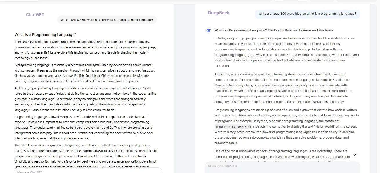 content writing deekseek vs chatgpt