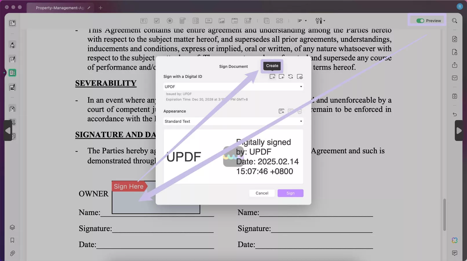 create digital signature updf mac