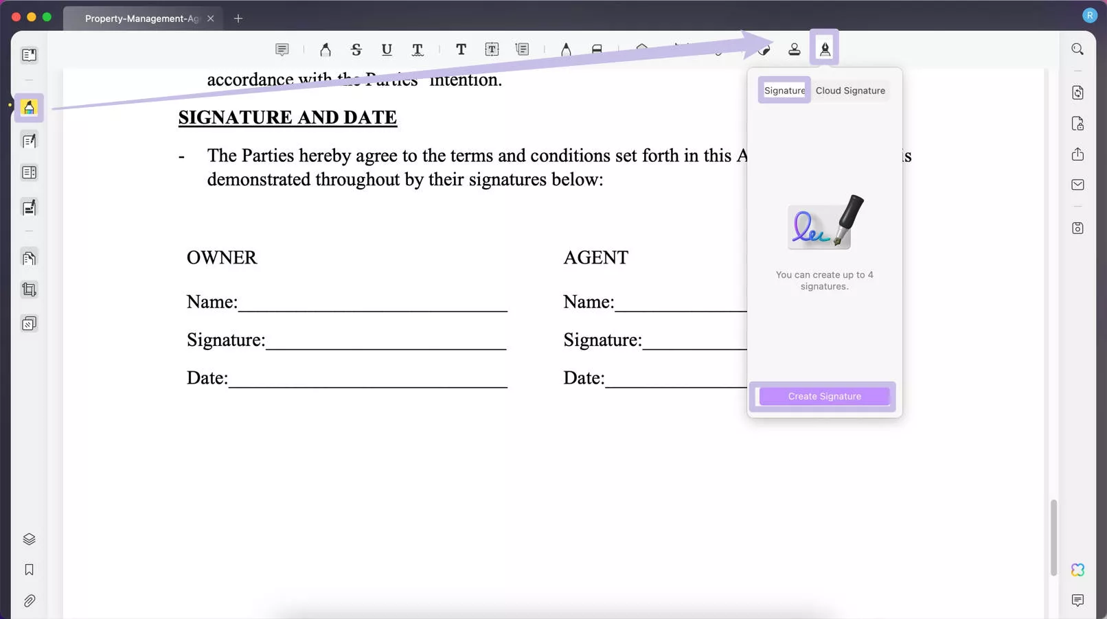 create signature updf mac