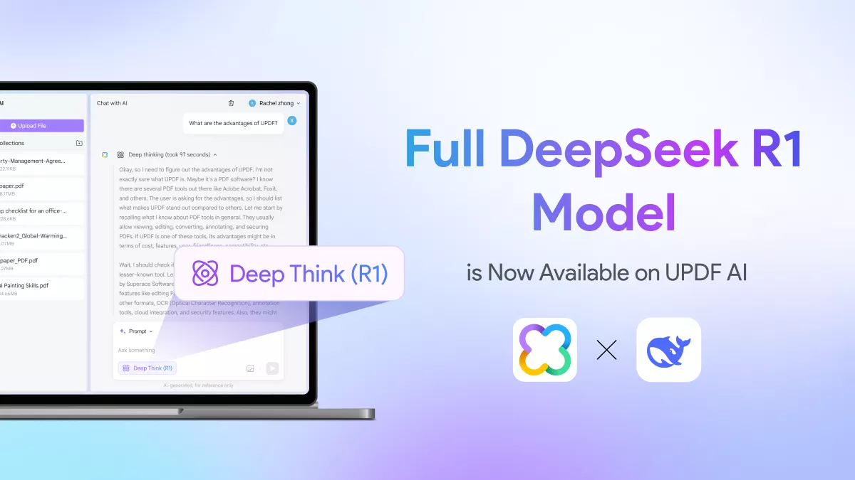 deepseek R1 model is now avalianle on updf ai