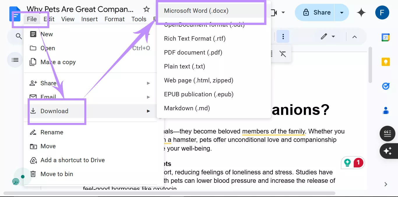 download google docs as Microsoft word