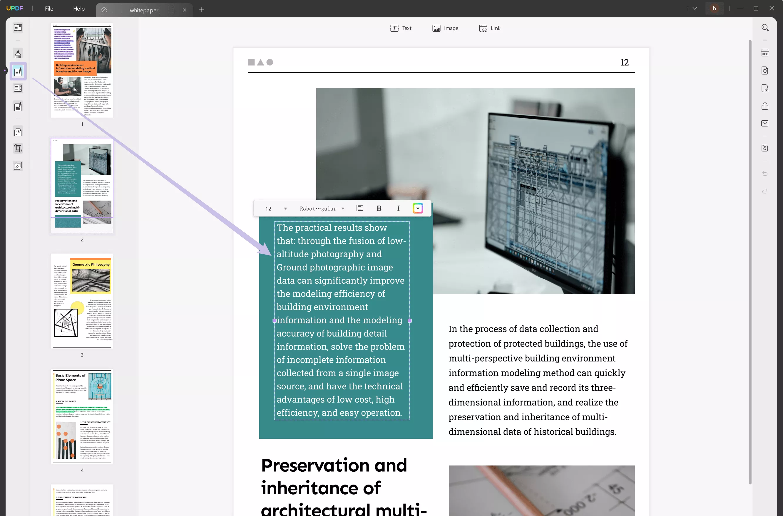 edit pdf text in updf