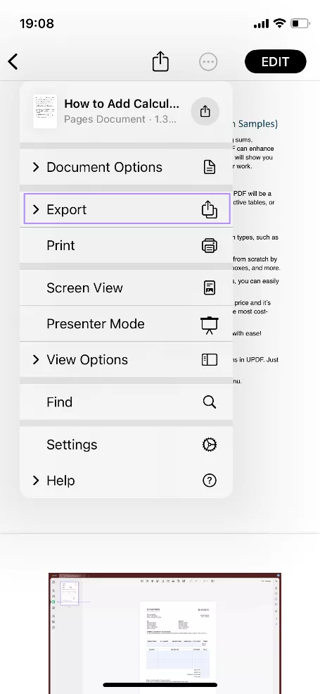 export in pages app