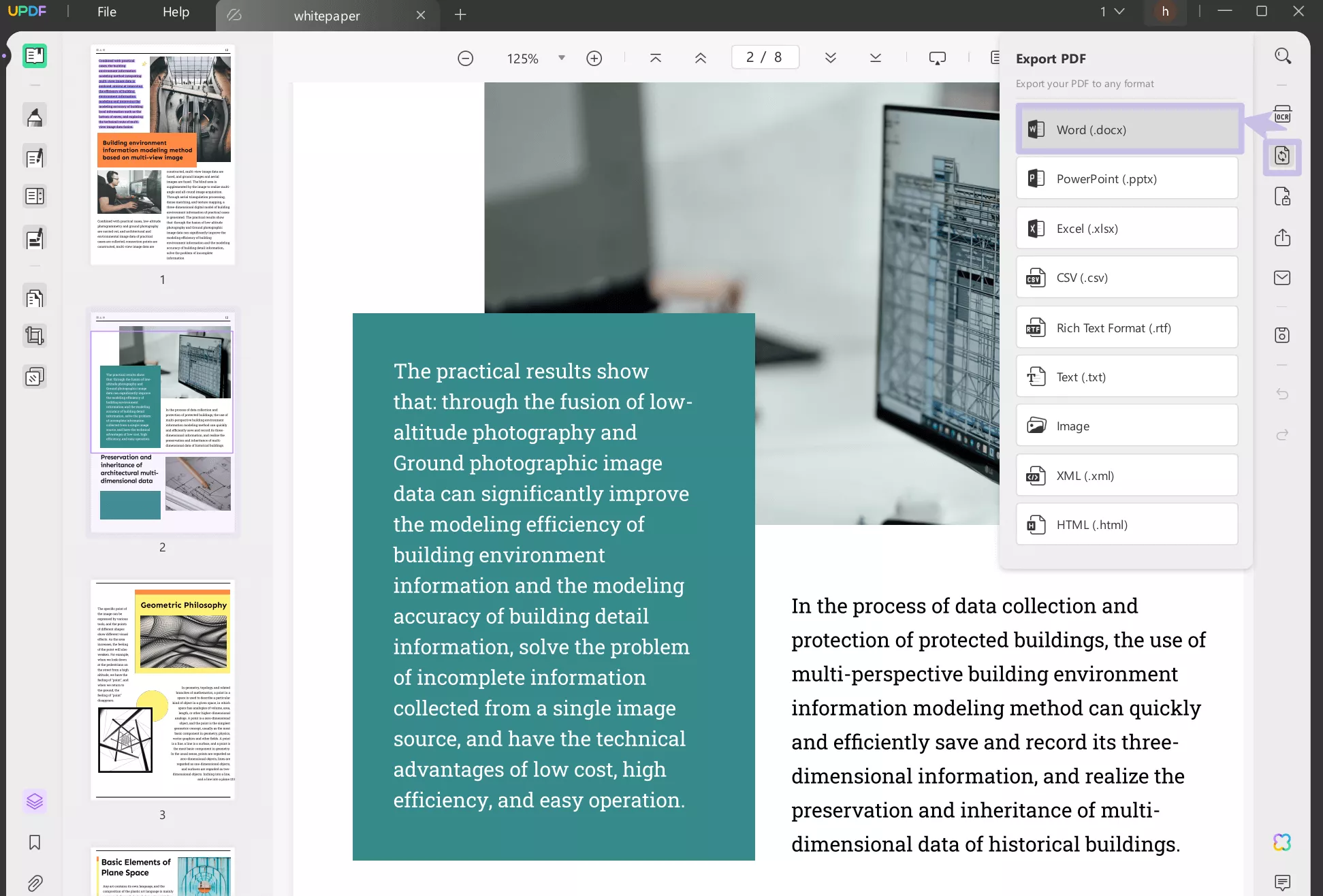 export pdf to word updf