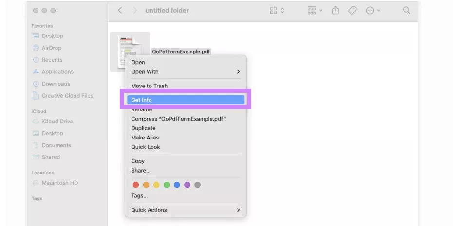 go to the get info option mac
