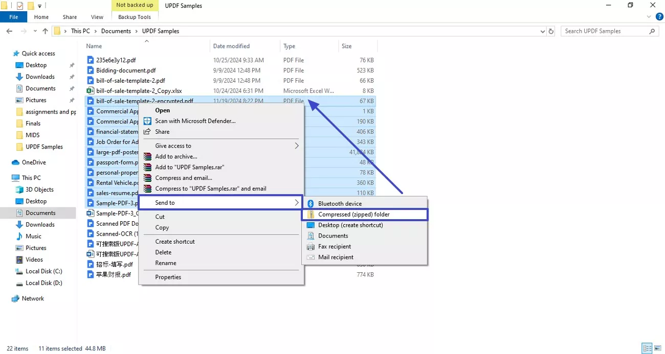 compress files into a zip folder