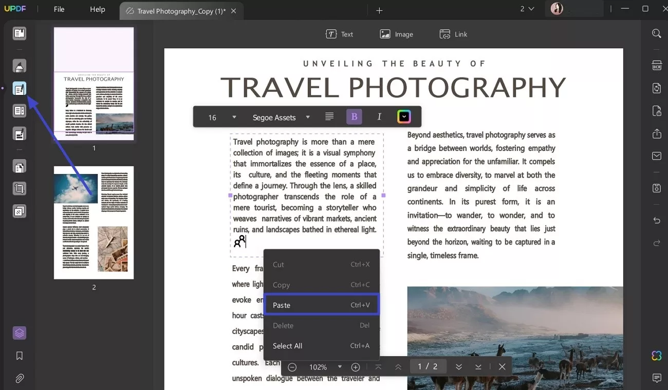 paste symbol within your pdf