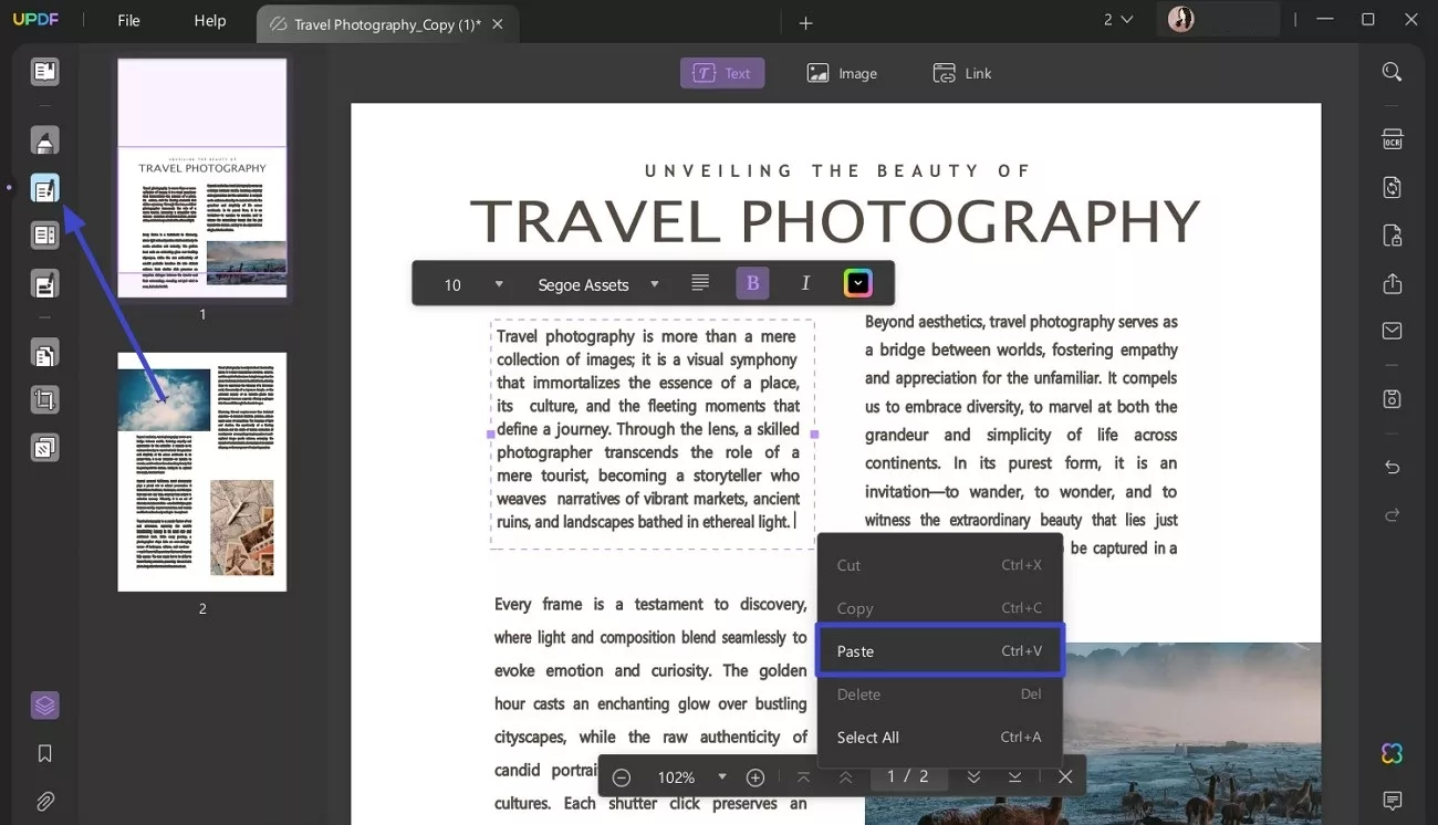 insert copied symbol in your pdf