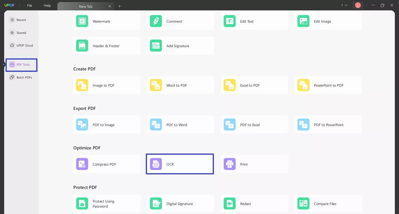 open ocr tool and import document
