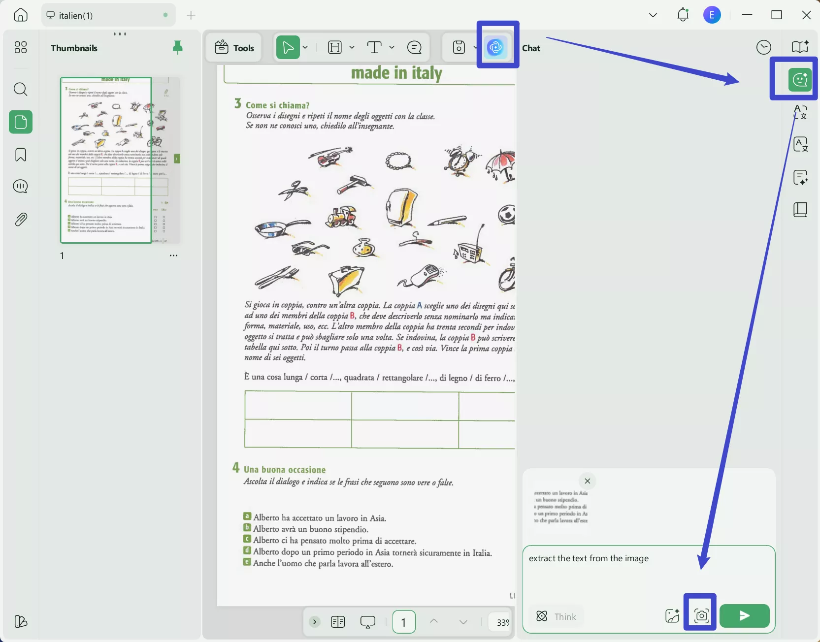 ai for italian scanned pdf updf