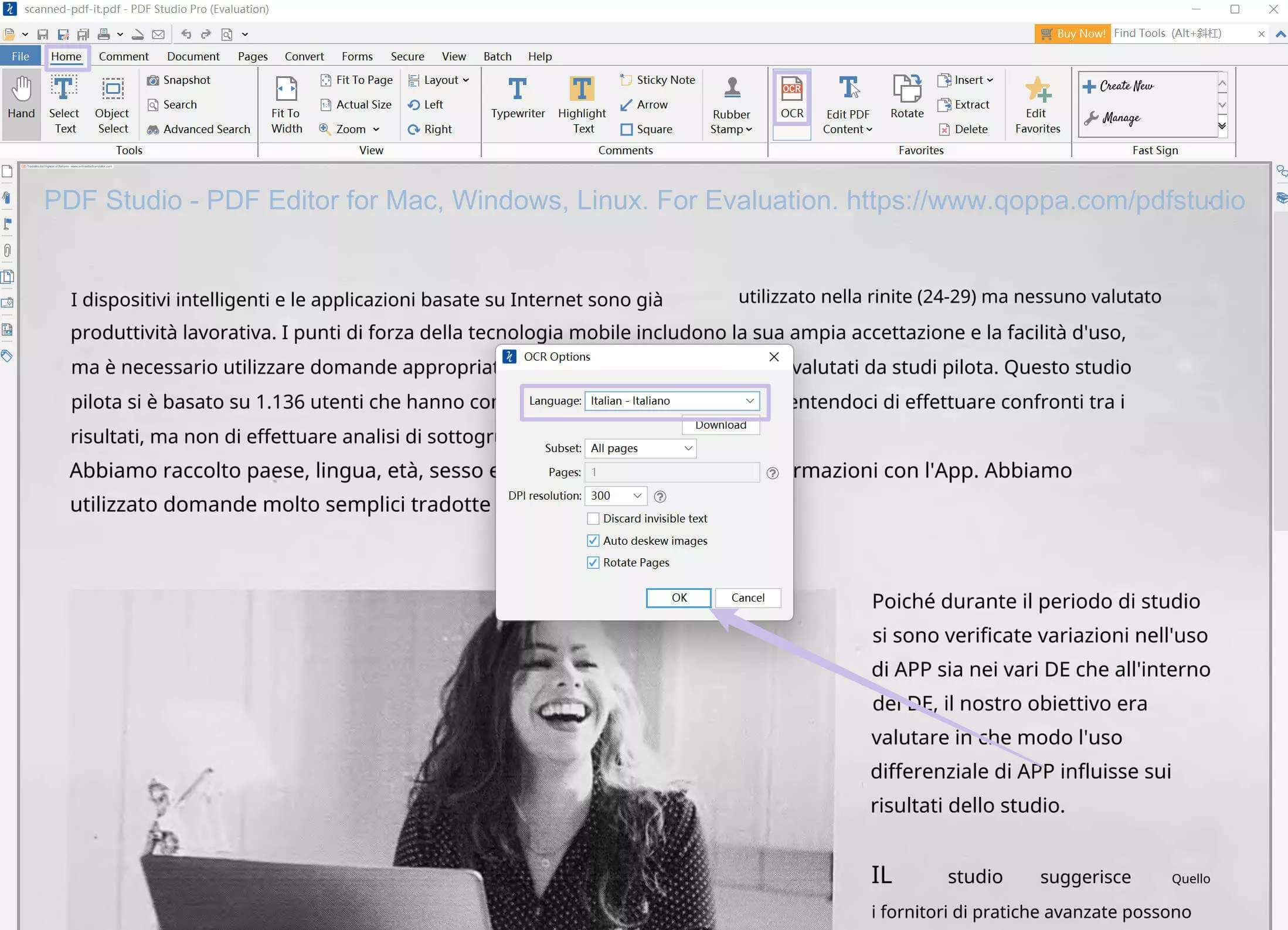italian ocr pdf studio