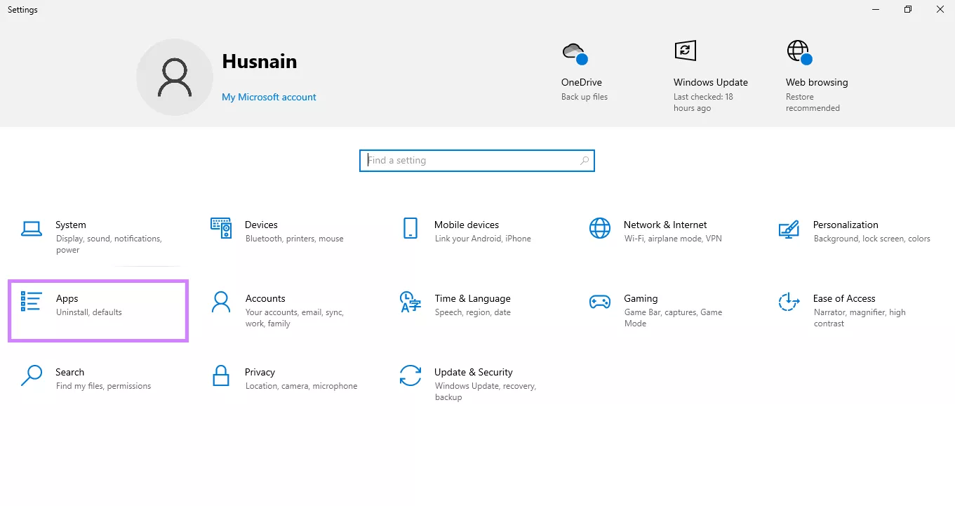 open apps windows