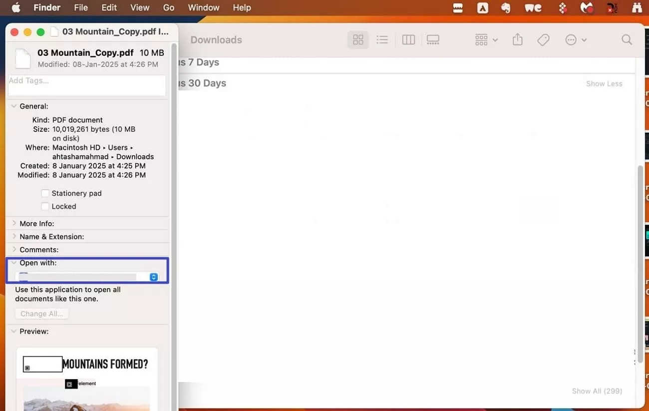 expand open with menu mac
