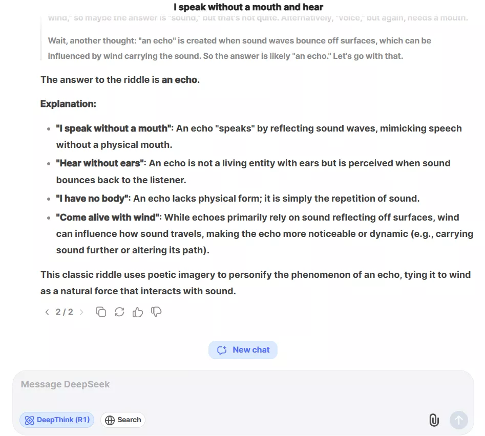 DeepSeek R1 Response for riddle