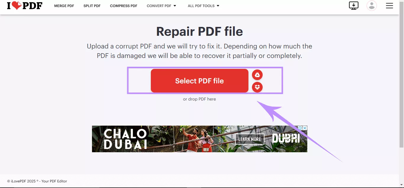 select pdf file ilovepdf