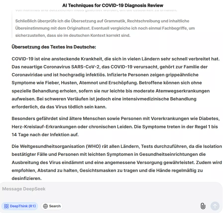 DeepSeek translates document