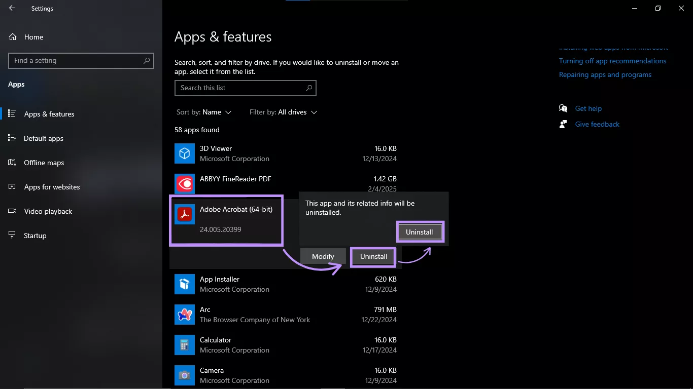 uninstall acrobat