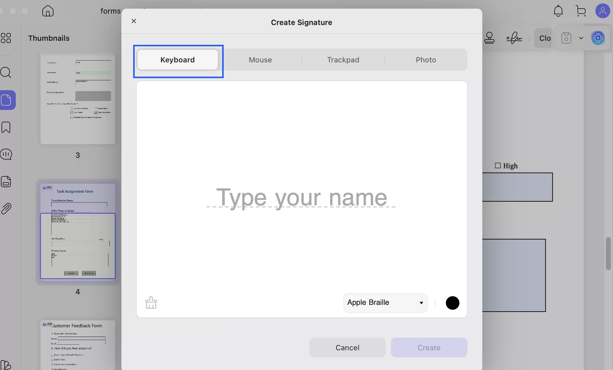 create signature updf mac