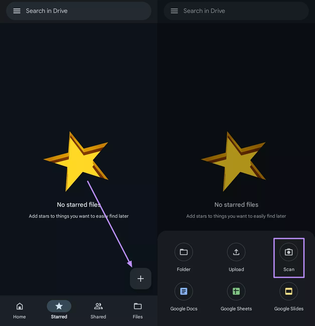 access scan feature of google drive