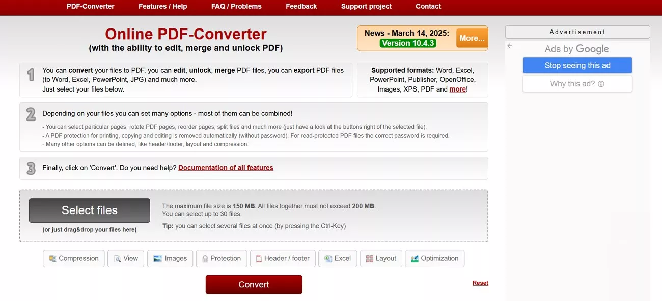 online2pdf tool to convert