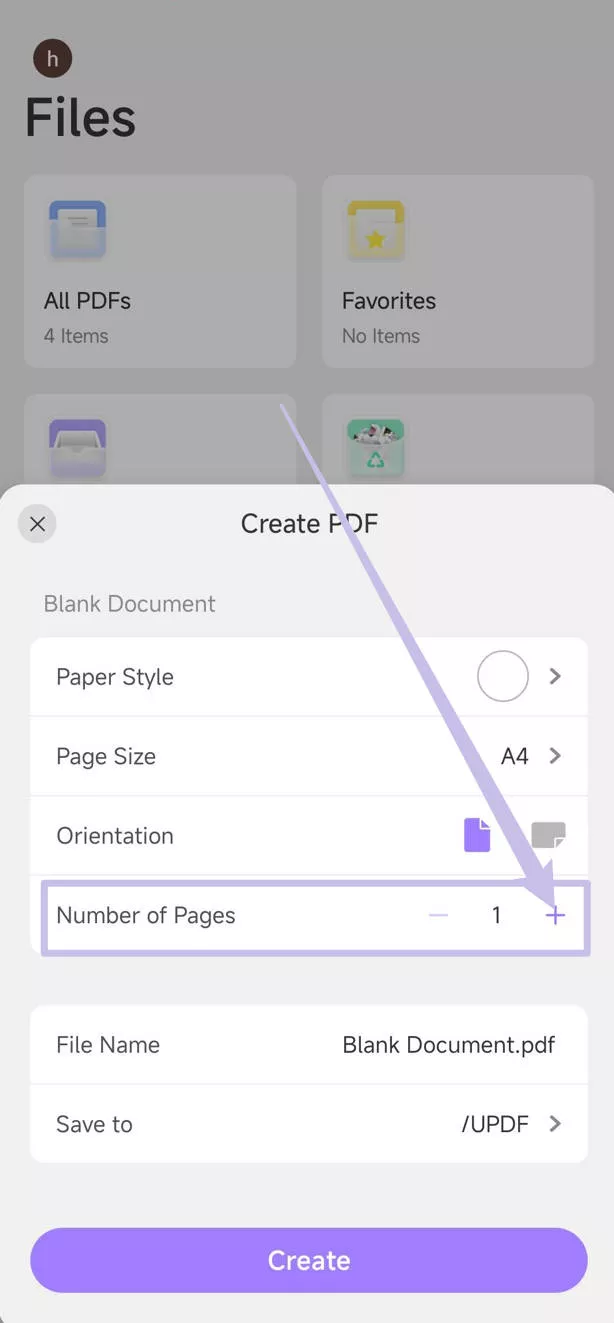 add more pages updf android