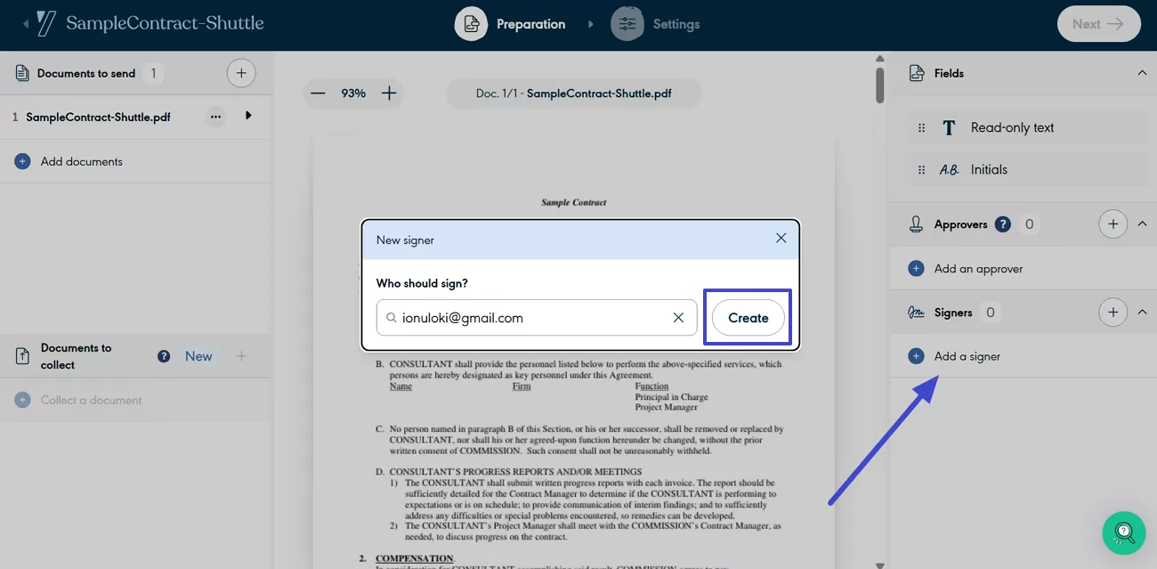 add person to yousign