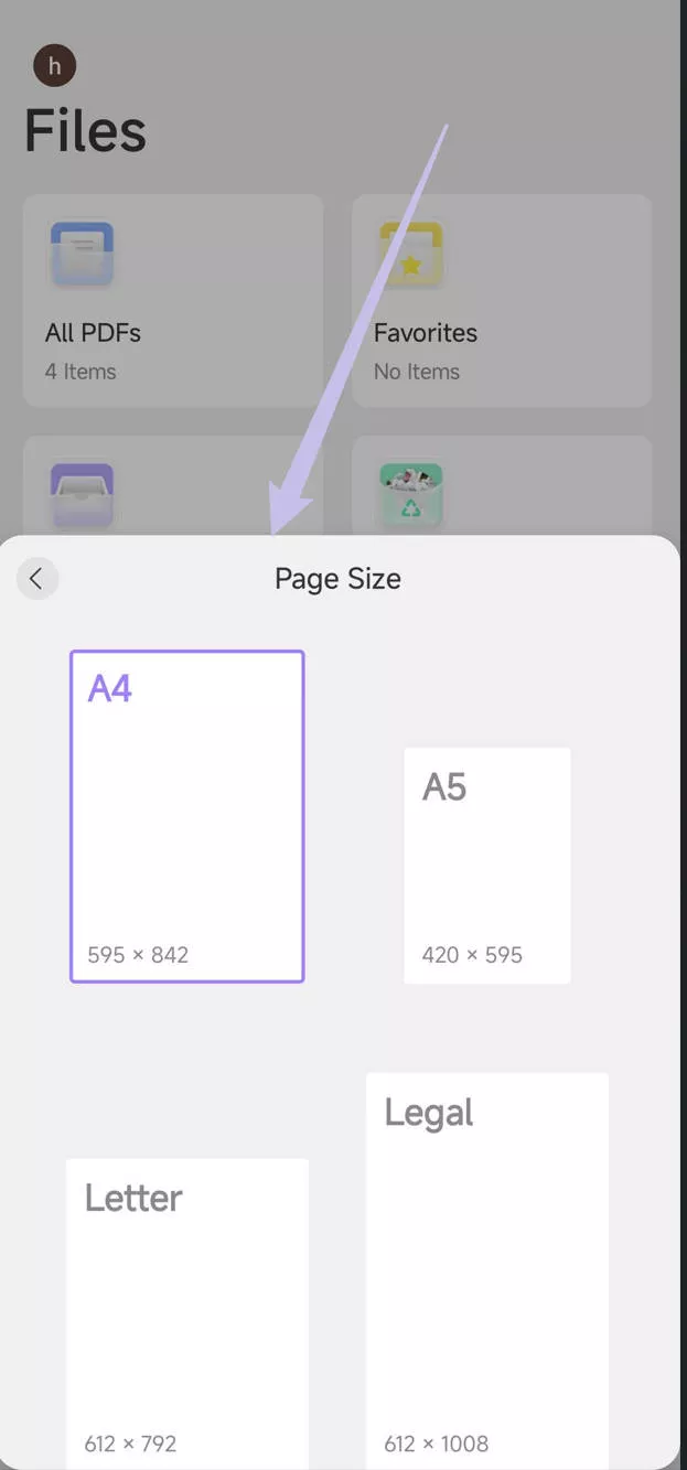 adjust paper size updf android
