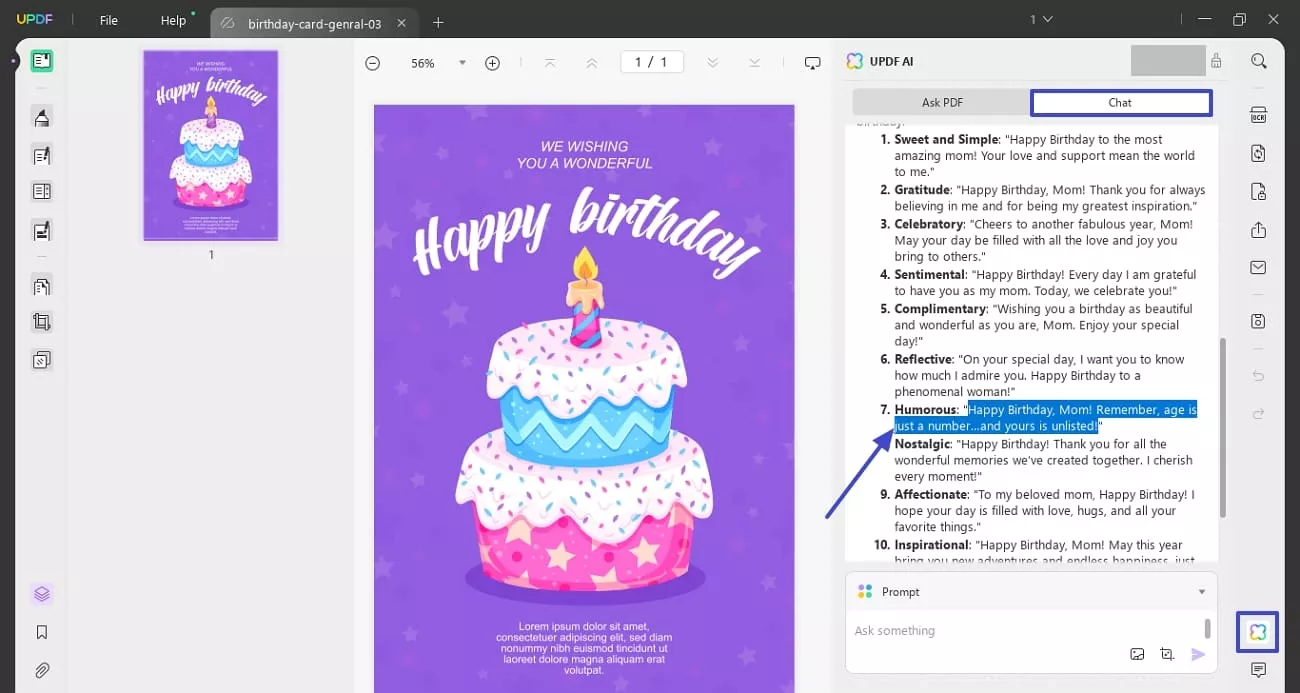 generate wishes from updf ai