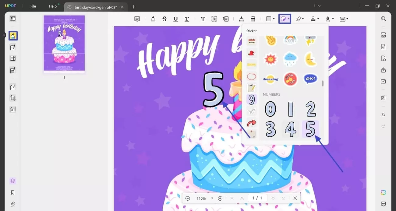 add relevant sticker in template