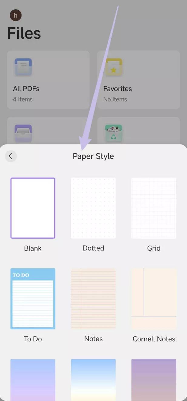 choose the paper style updf android